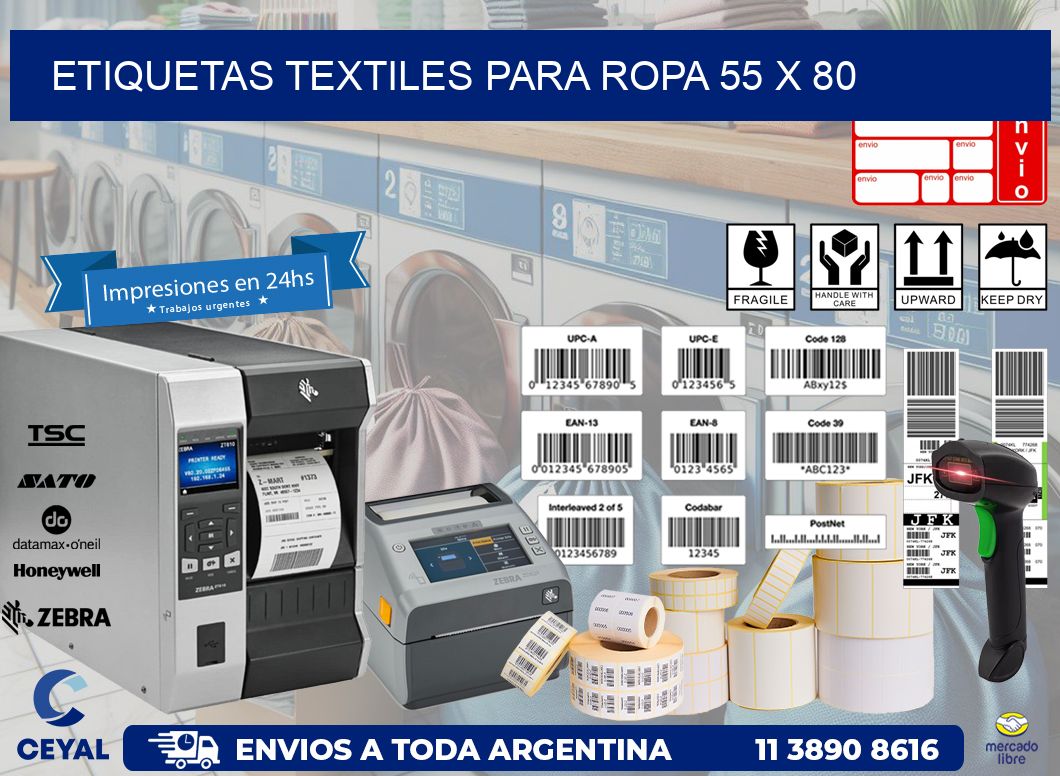 ETIQUETAS TEXTILES PARA ROPA 55 x 80