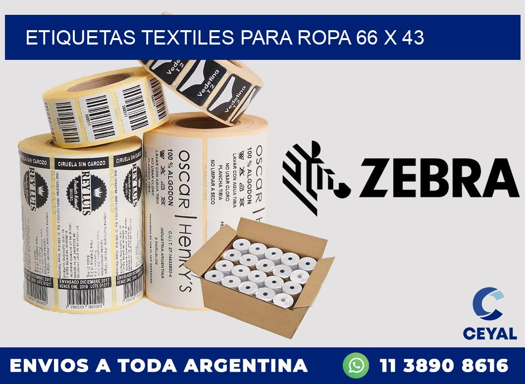 ETIQUETAS TEXTILES PARA ROPA 66 x 43