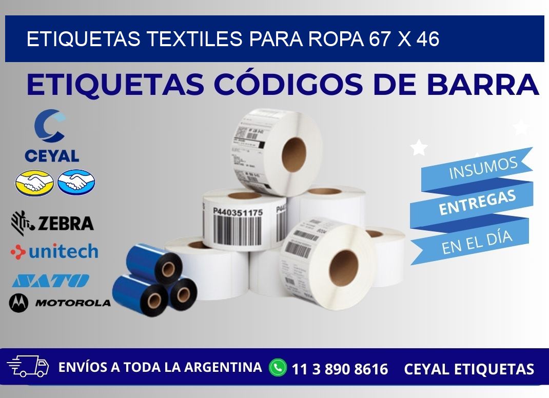 ETIQUETAS TEXTILES PARA ROPA 67 x 46