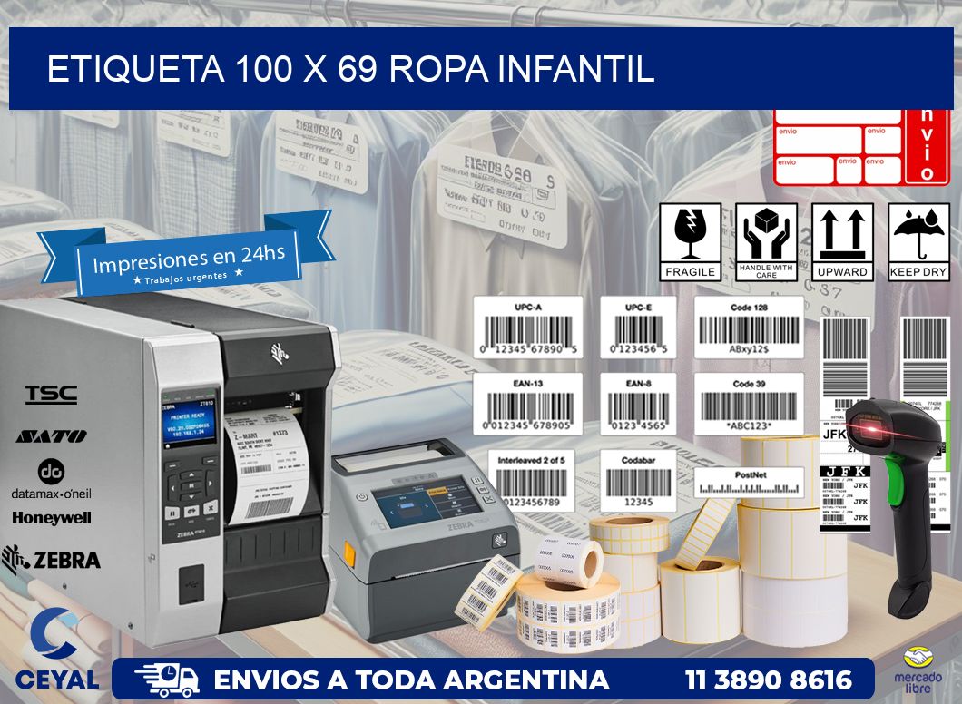 Etiqueta 100 x 69 ropa infantil