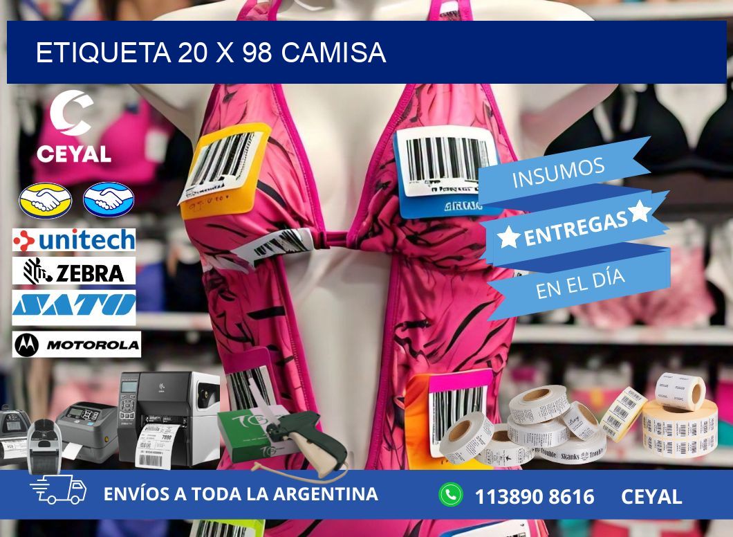 Etiqueta 20 x 98 camisa
