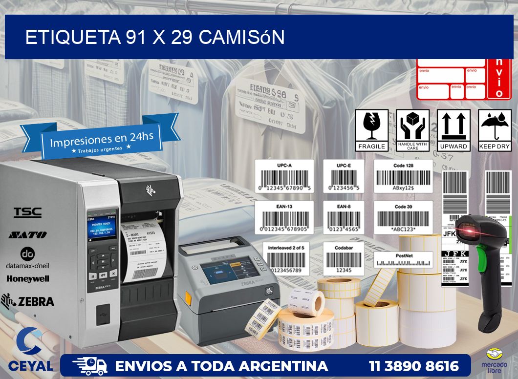 Etiqueta 91 x 29 camisón