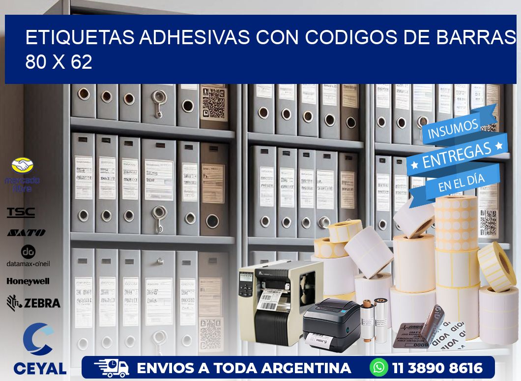 Etiquetas Adhesivas con Codigos de Barras  80 x 62