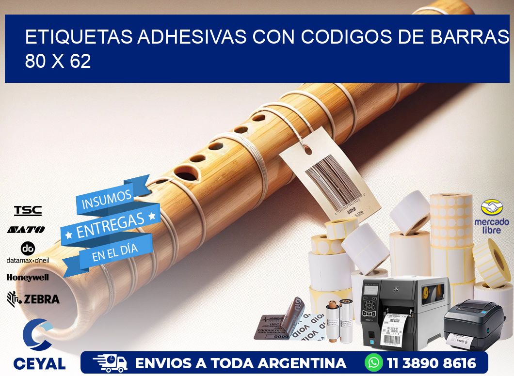 Etiquetas Adhesivas con Codigos de Barras  80 x 62