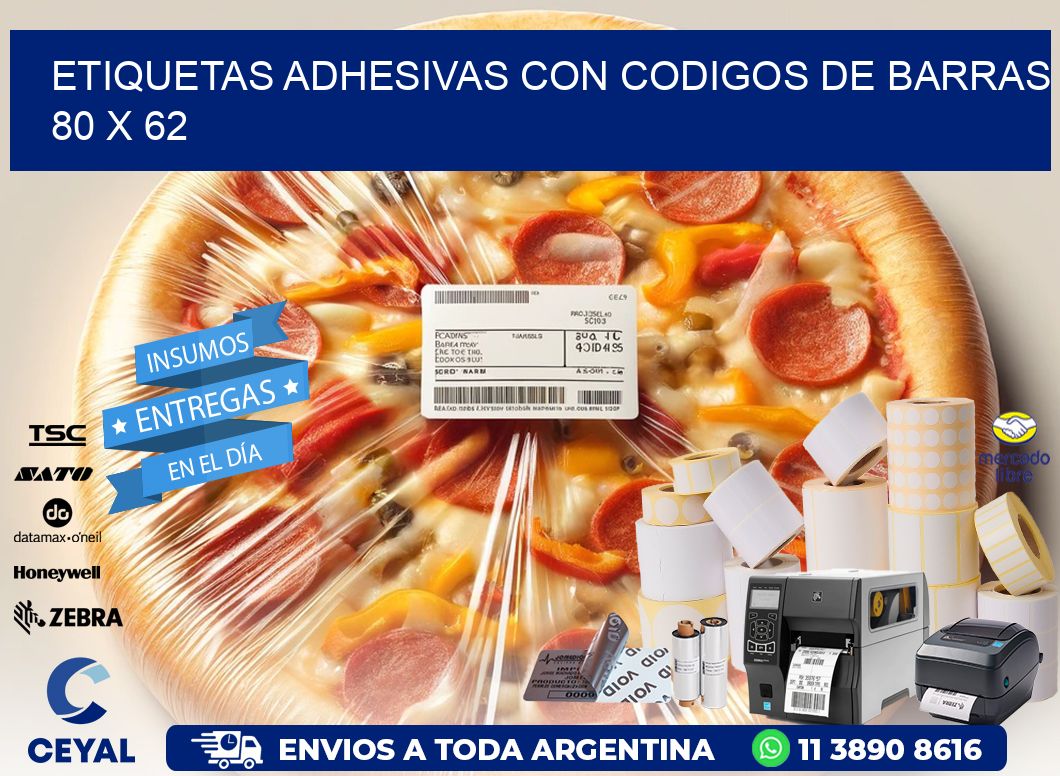 Etiquetas Adhesivas con Codigos de Barras  80 x 62