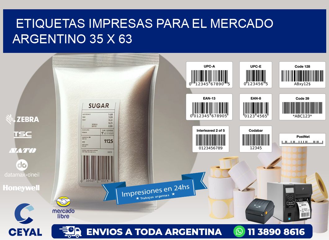Etiquetas Impresas para el Mercado Argentino 35 x 63
