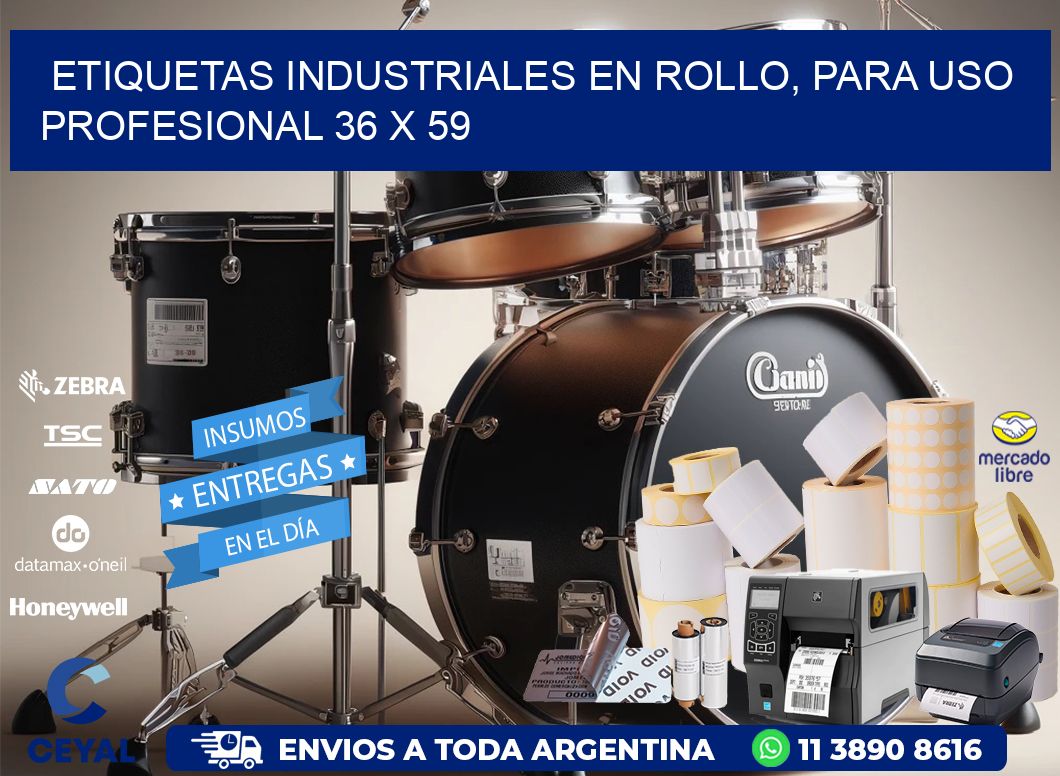 Etiquetas Industriales en Rollo, Para Uso Profesional 36 x 59
