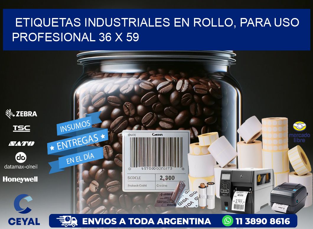 Etiquetas Industriales en Rollo, Para Uso Profesional 36 x 59