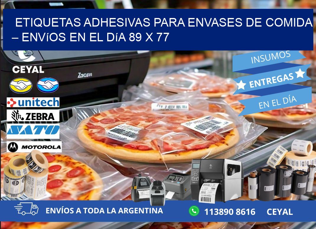 Etiquetas adhesivas para envases de comida – Envíos en el día 89 x 77
