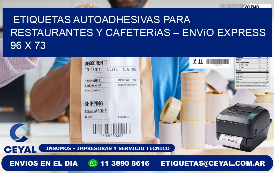 Etiquetas autoadhesivas para restaurantes y cafeterías – Envío express 96 x 73