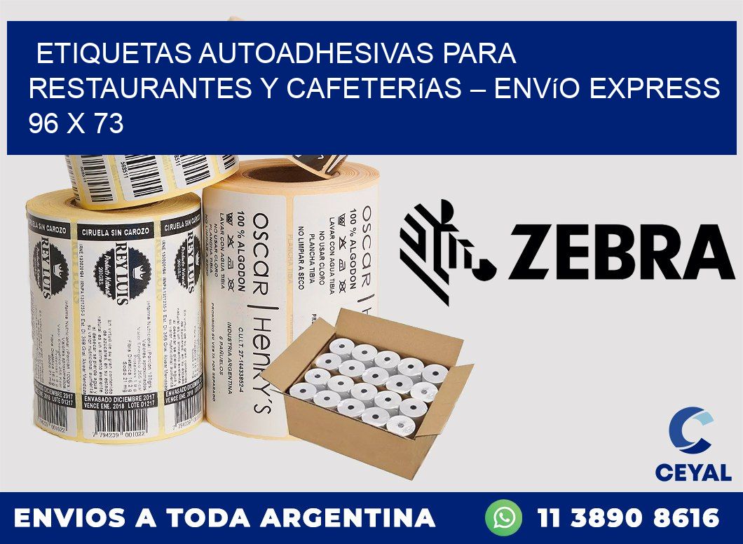 Etiquetas autoadhesivas para restaurantes y cafeterías – Envío express 96 x 73