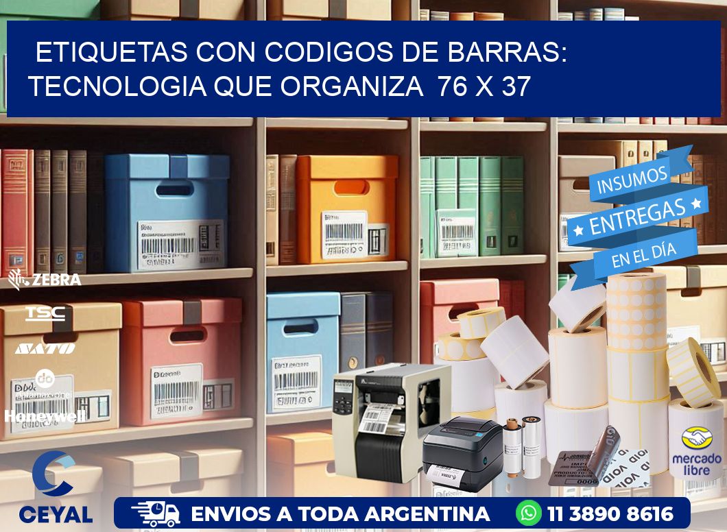 Etiquetas con Codigos de Barras: Tecnologia que Organiza  76 x 37