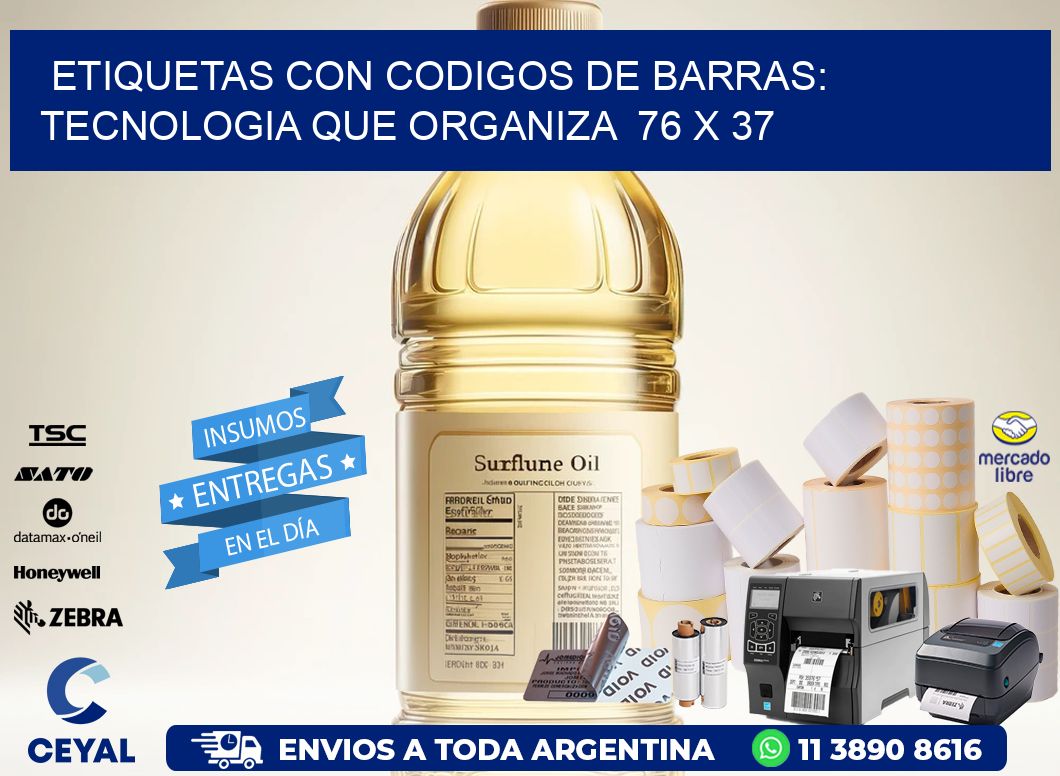 Etiquetas con Codigos de Barras: Tecnologia que Organiza  76 x 37