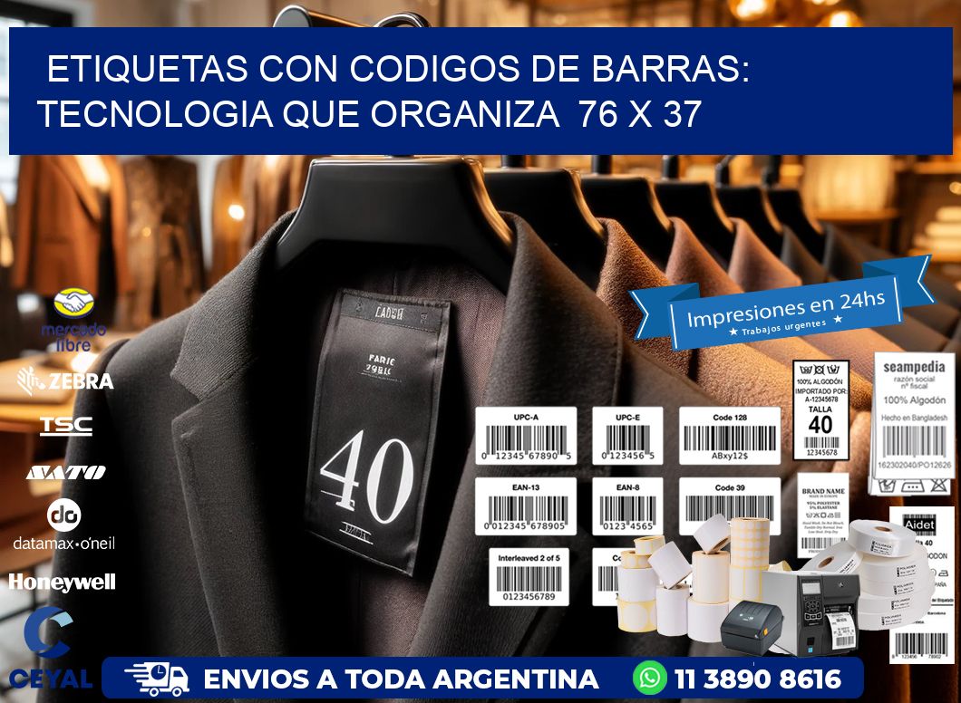 Etiquetas con Codigos de Barras: Tecnologia que Organiza  76 x 37