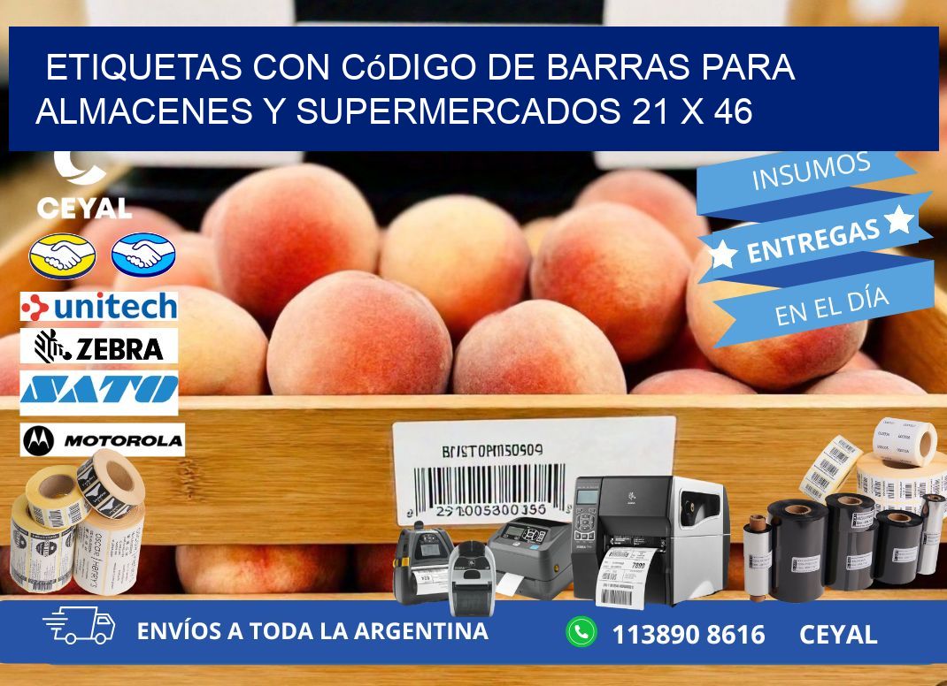 Etiquetas con código de barras para almacenes y supermercados 21 x 46
