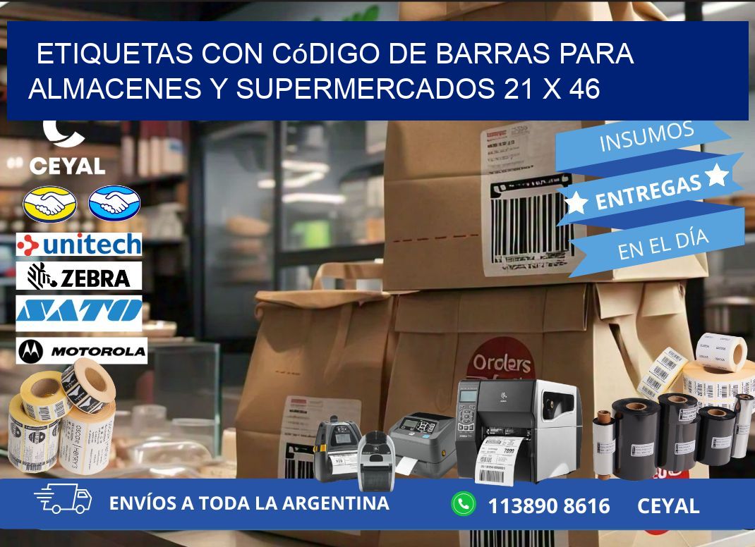 Etiquetas con código de barras para almacenes y supermercados 21 x 46