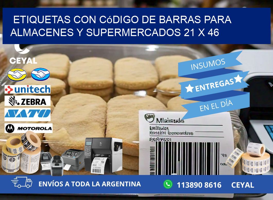 Etiquetas con código de barras para almacenes y supermercados 21 x 46