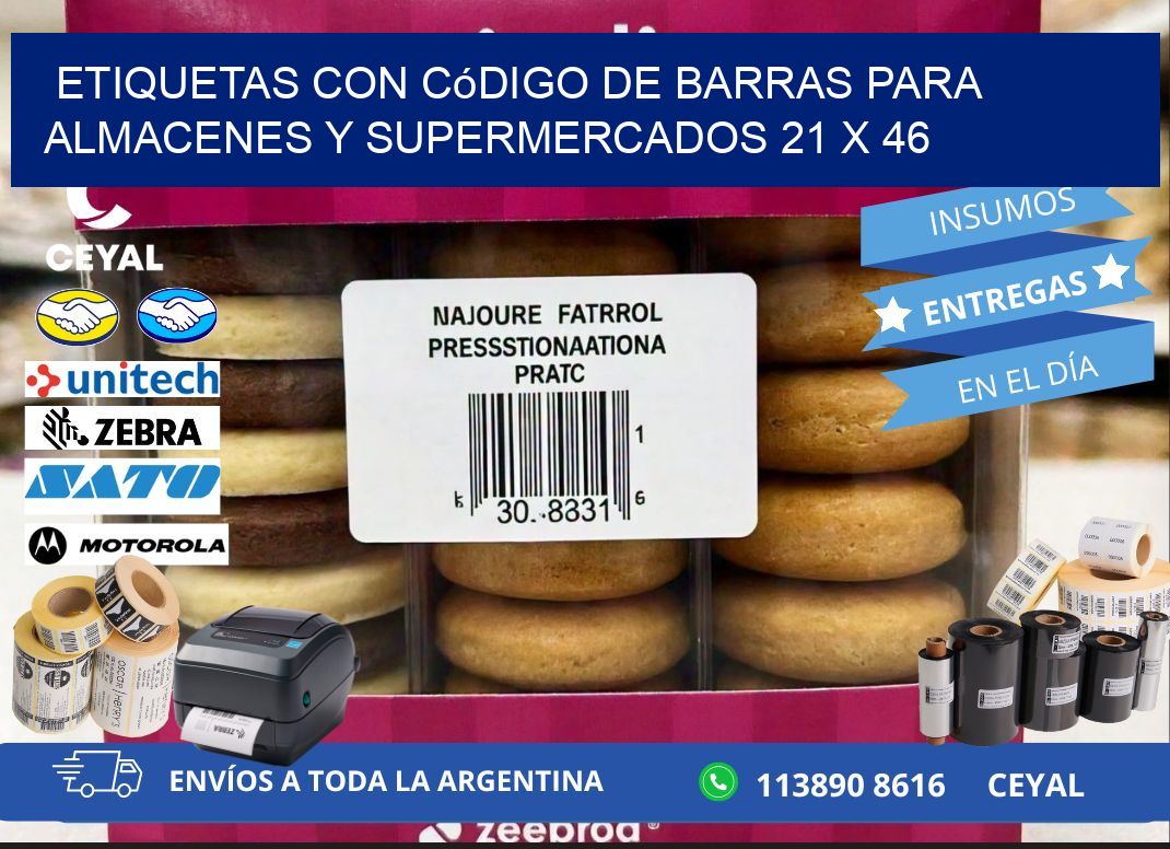 Etiquetas con código de barras para almacenes y supermercados 21 x 46