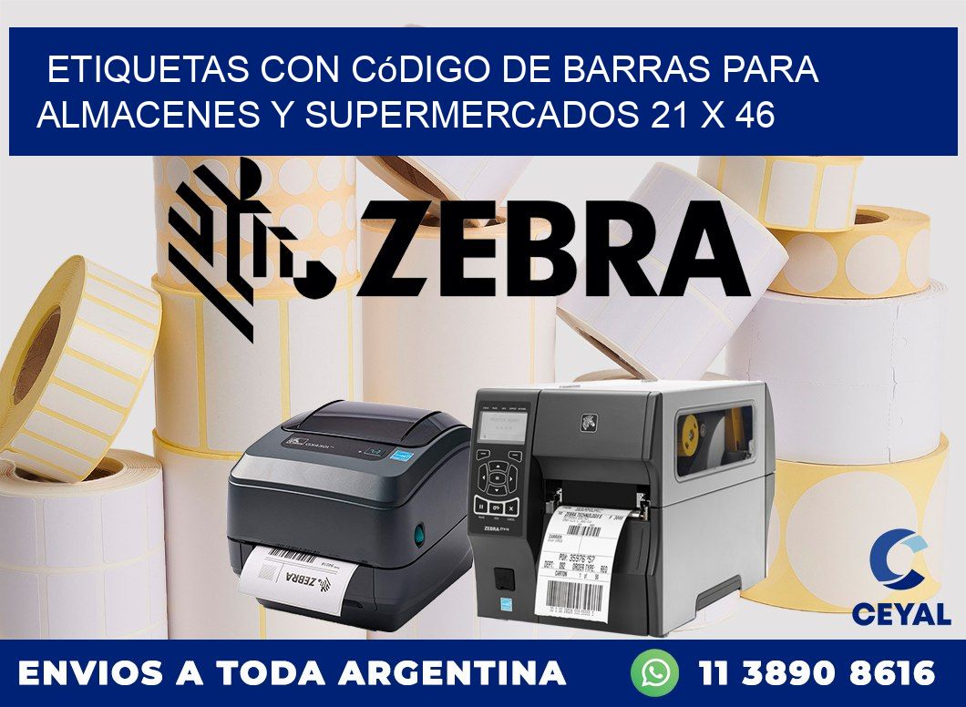 Etiquetas con código de barras para almacenes y supermercados 21 x 46