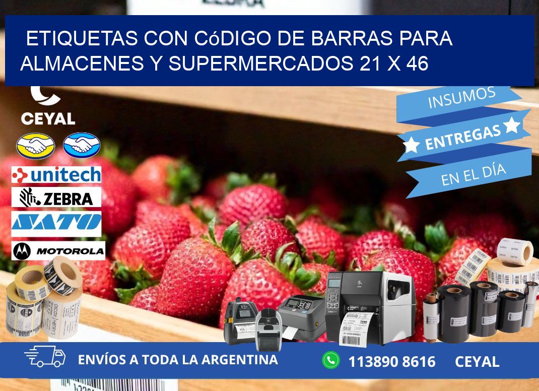 Etiquetas con código de barras para almacenes y supermercados 21 x 46