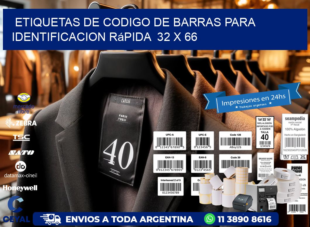 Etiquetas de Codigo de Barras para Identificacion Rápida  32 x 66