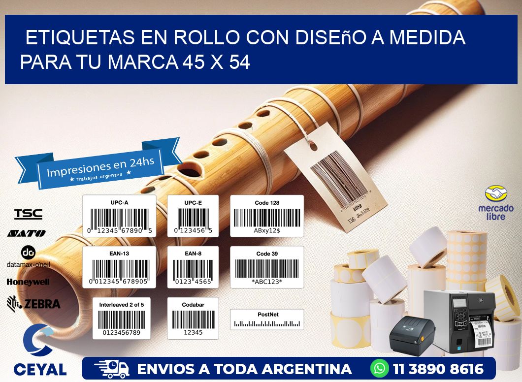 Etiquetas en Rollo con Diseño a Medida para tu Marca 45 x 54