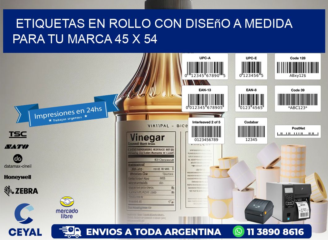 Etiquetas en Rollo con Diseño a Medida para tu Marca 45 x 54