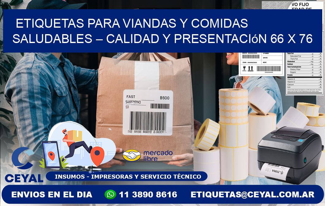 Etiquetas para viandas y comidas saludables – Calidad y presentación 66 x 76