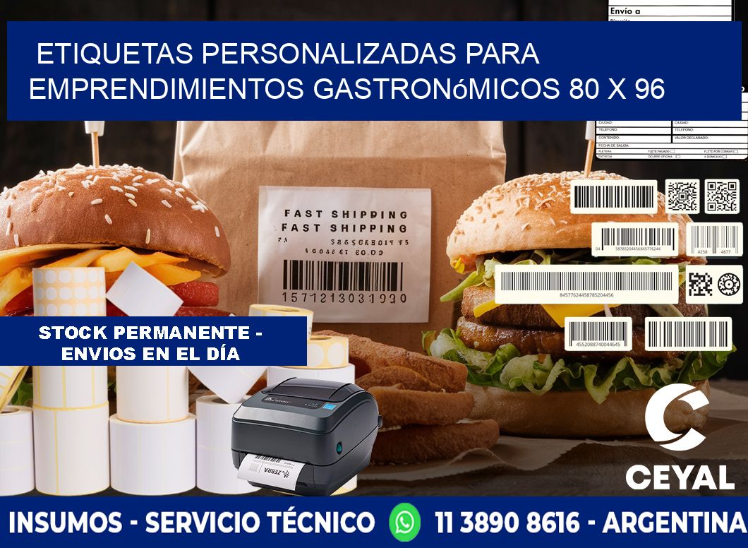 Etiquetas personalizadas para emprendimientos gastronómicos 80 x 96