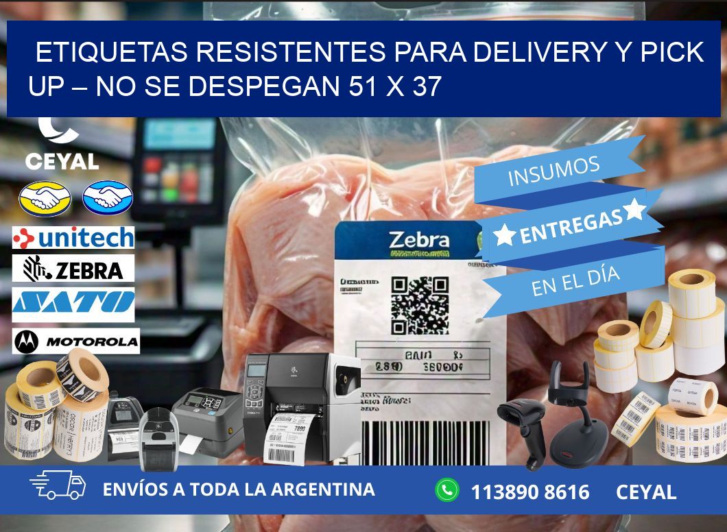 Etiquetas resistentes para delivery y pick up – No se despegan 51 x 37
