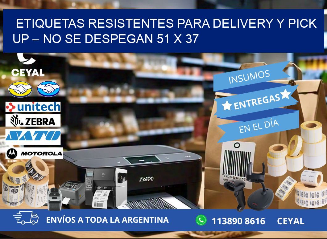 Etiquetas resistentes para delivery y pick up – No se despegan 51 x 37