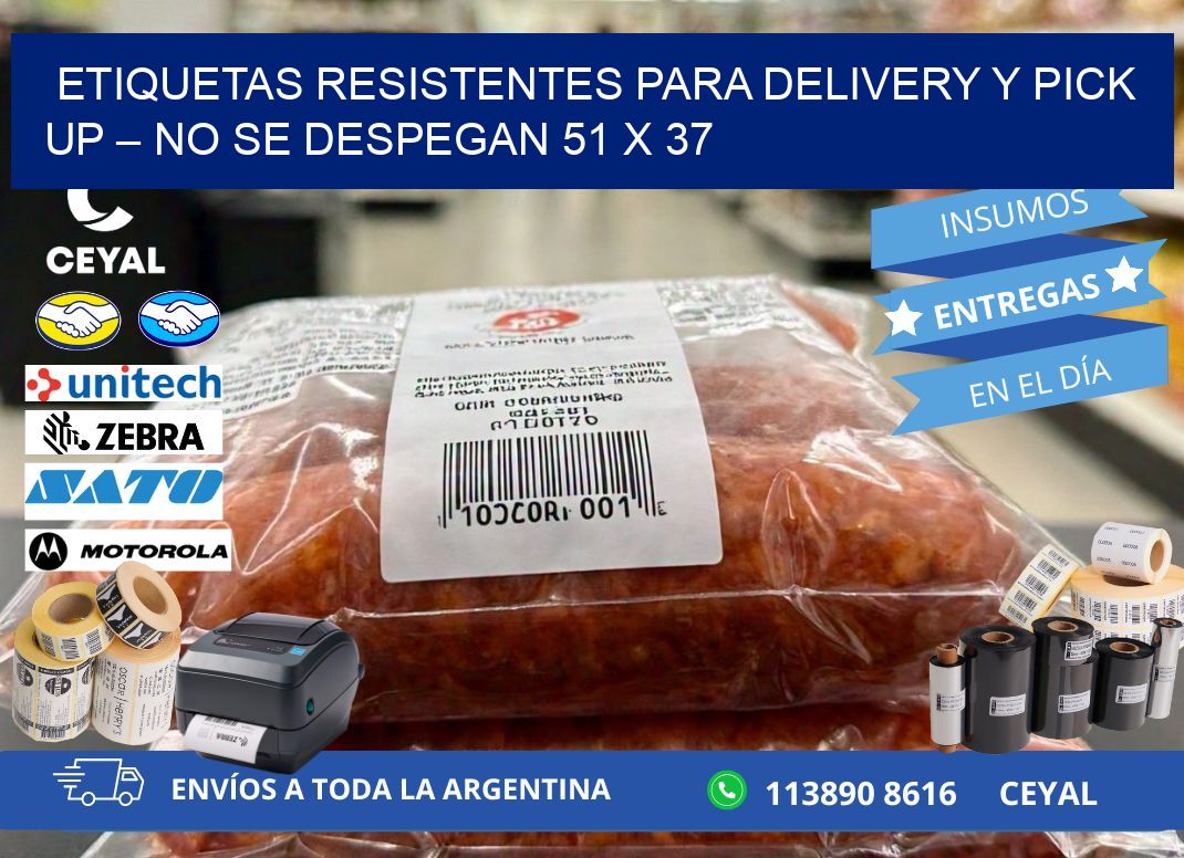 Etiquetas resistentes para delivery y pick up – No se despegan 51 x 37