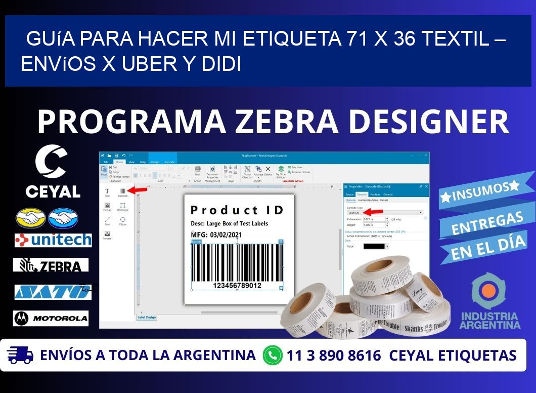 Guía para hacer mi Etiqueta 71 x 36 textil – Envíos x Uber y DiDi