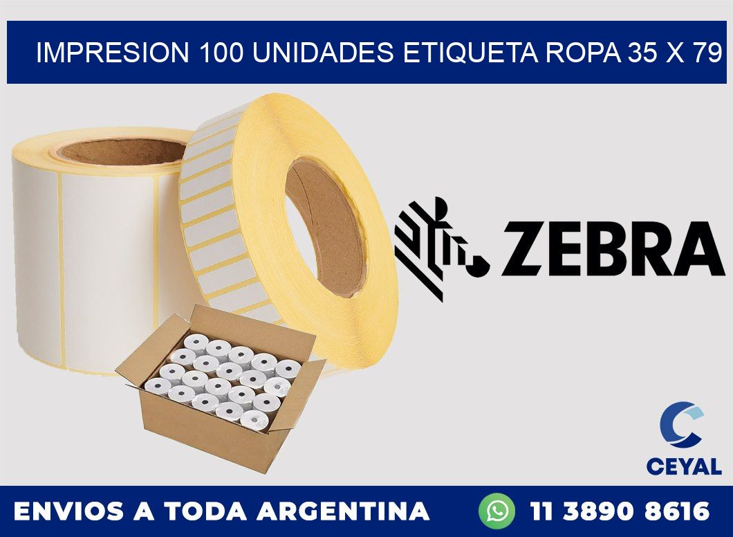 IMPRESION 100 UNIDADES ETIQUETA ROPA 35 x 79