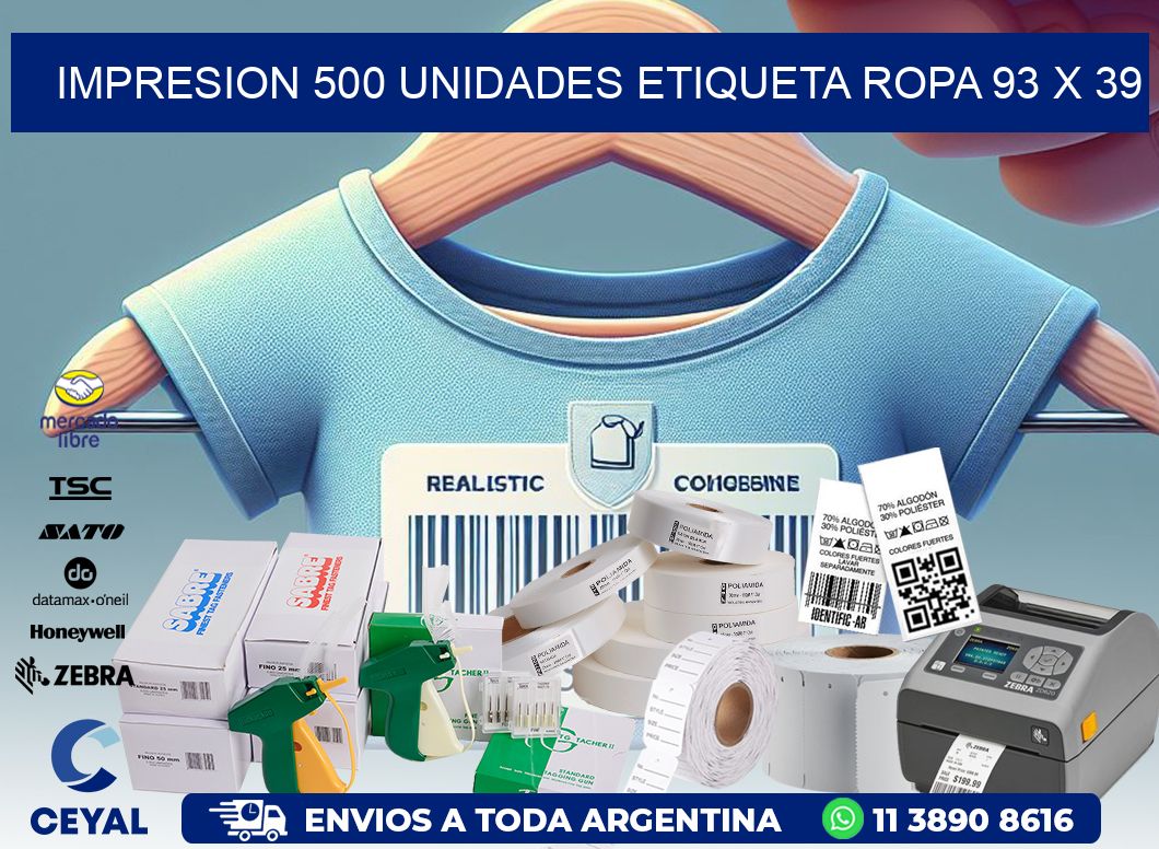 IMPRESION 500 UNIDADES ETIQUETA ROPA 93 x 39