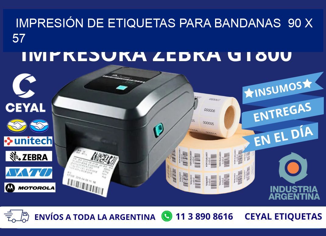 IMPRESIÓN DE ETIQUETAS PARA BANDANAS  90 x 57