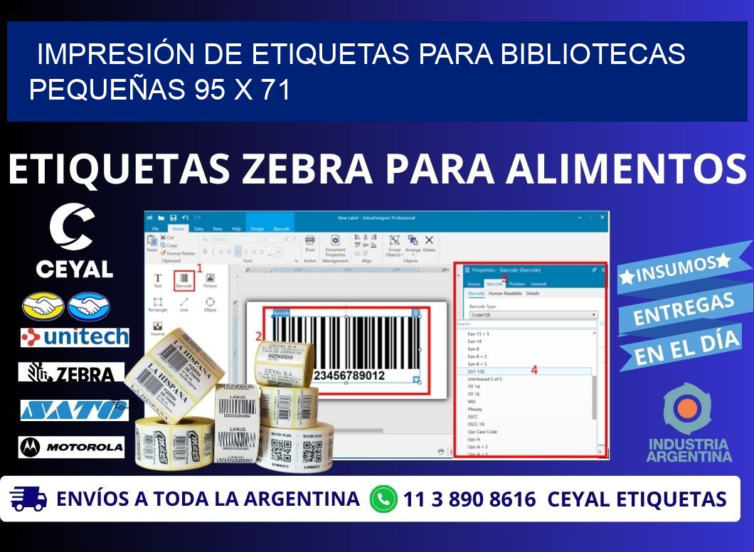 IMPRESIÓN DE ETIQUETAS PARA BIBLIOTECAS PEQUEÑAS 95 x 71