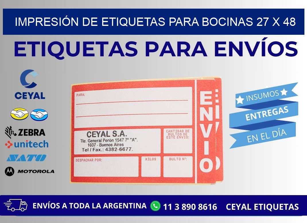IMPRESIÓN DE ETIQUETAS PARA BOCINAS 27 x 48