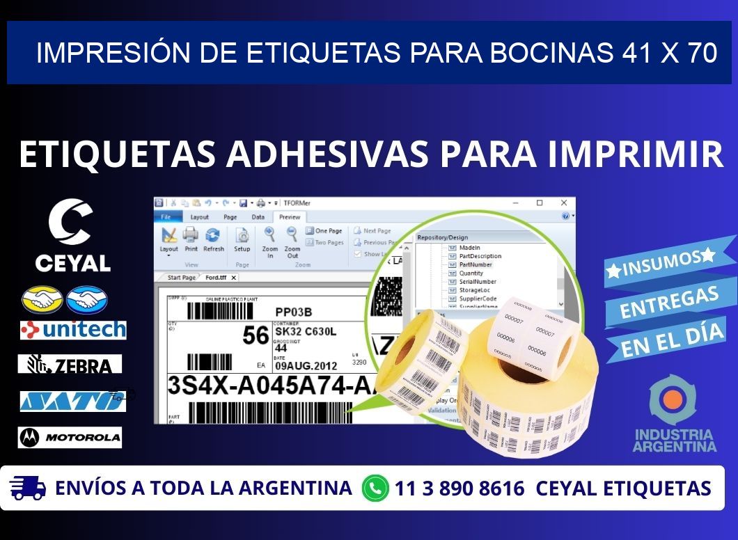 IMPRESIÓN DE ETIQUETAS PARA BOCINAS 41 x 70