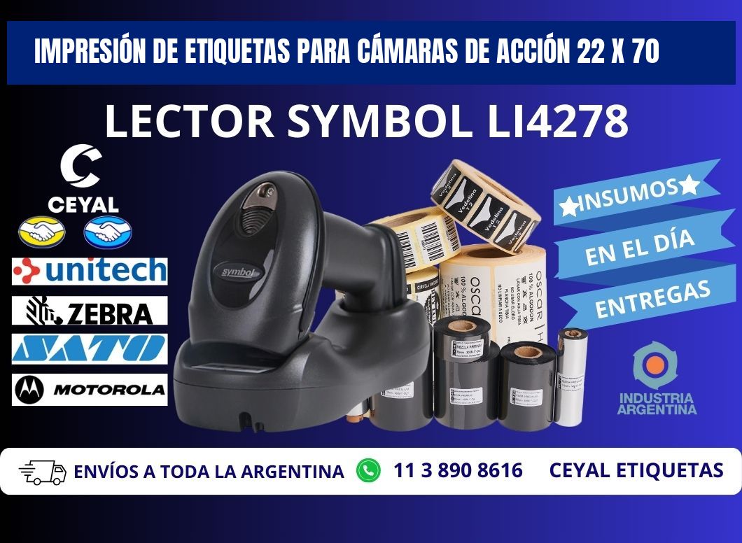 IMPRESIÓN DE ETIQUETAS PARA CÁMARAS DE ACCIÓN 22 x 70