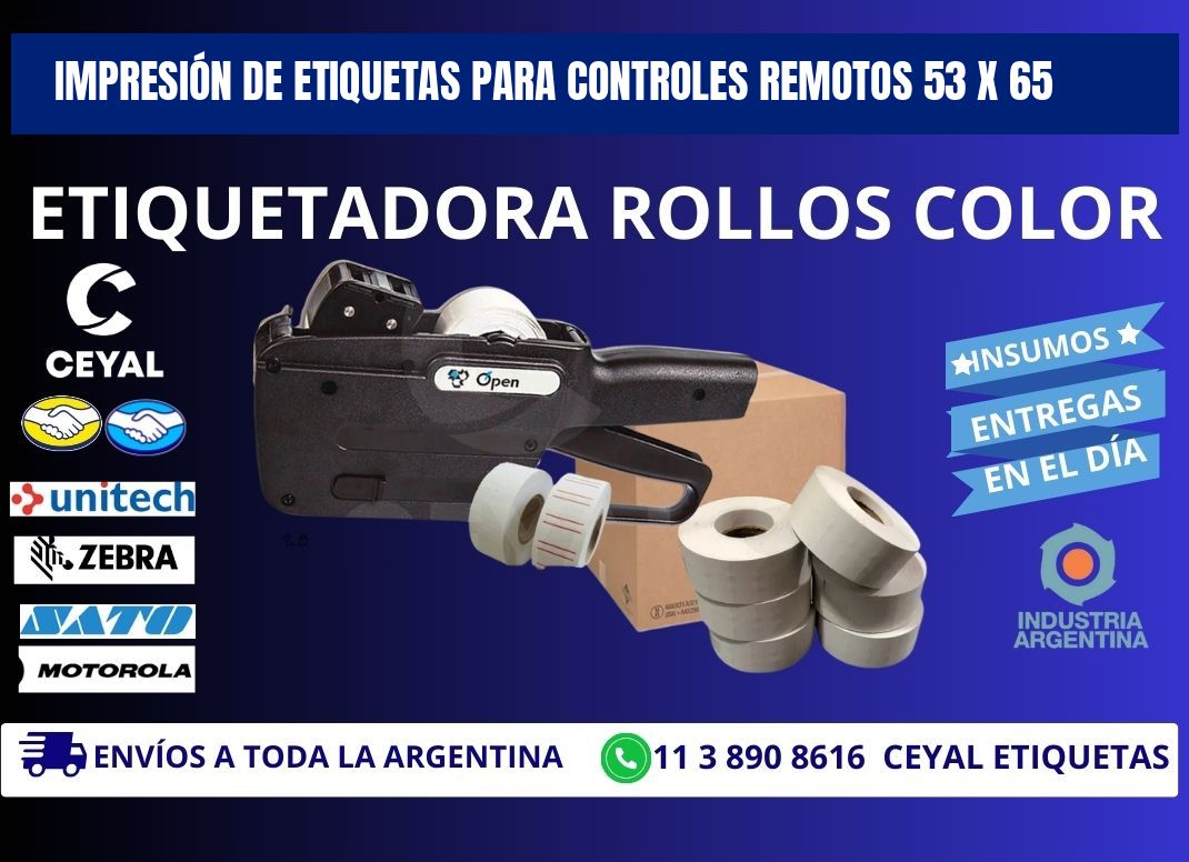 IMPRESIÓN DE ETIQUETAS PARA CONTROLES REMOTOS 53 x 65
