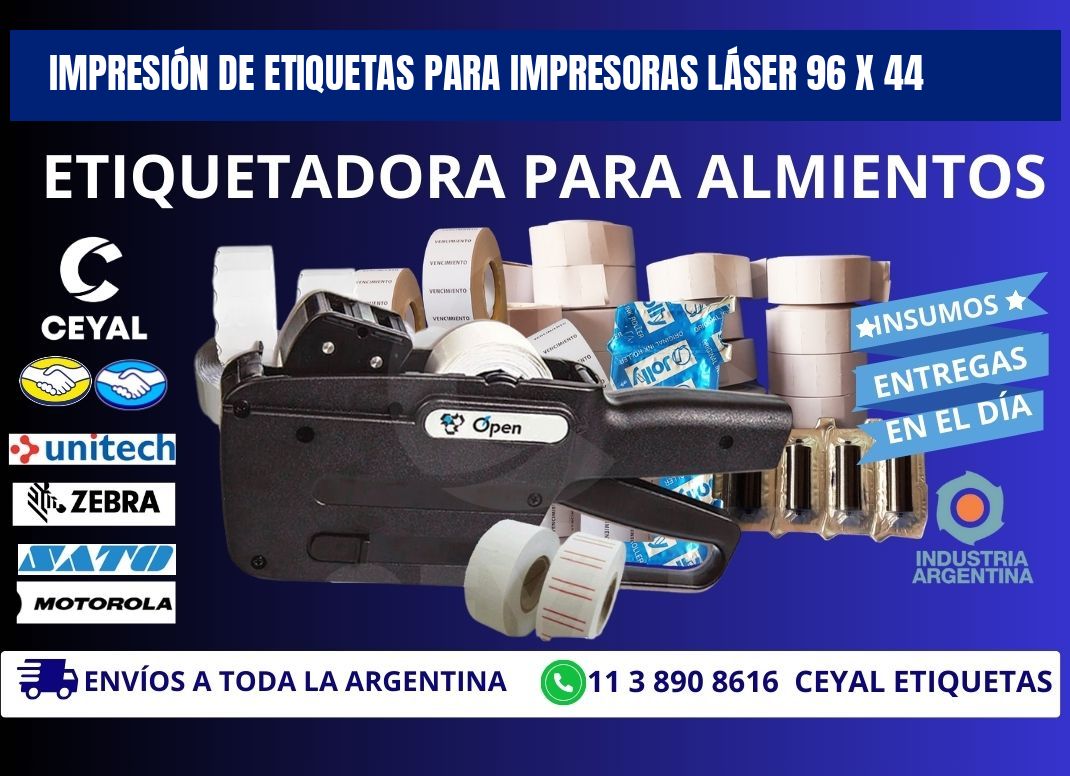 IMPRESIÓN DE ETIQUETAS PARA IMPRESORAS LÁSER 96 x 44