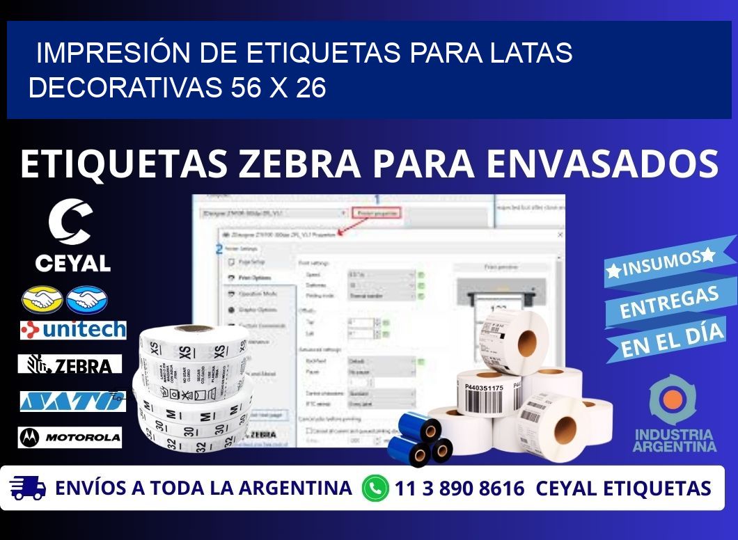 IMPRESIÓN DE ETIQUETAS PARA LATAS DECORATIVAS 56 x 26