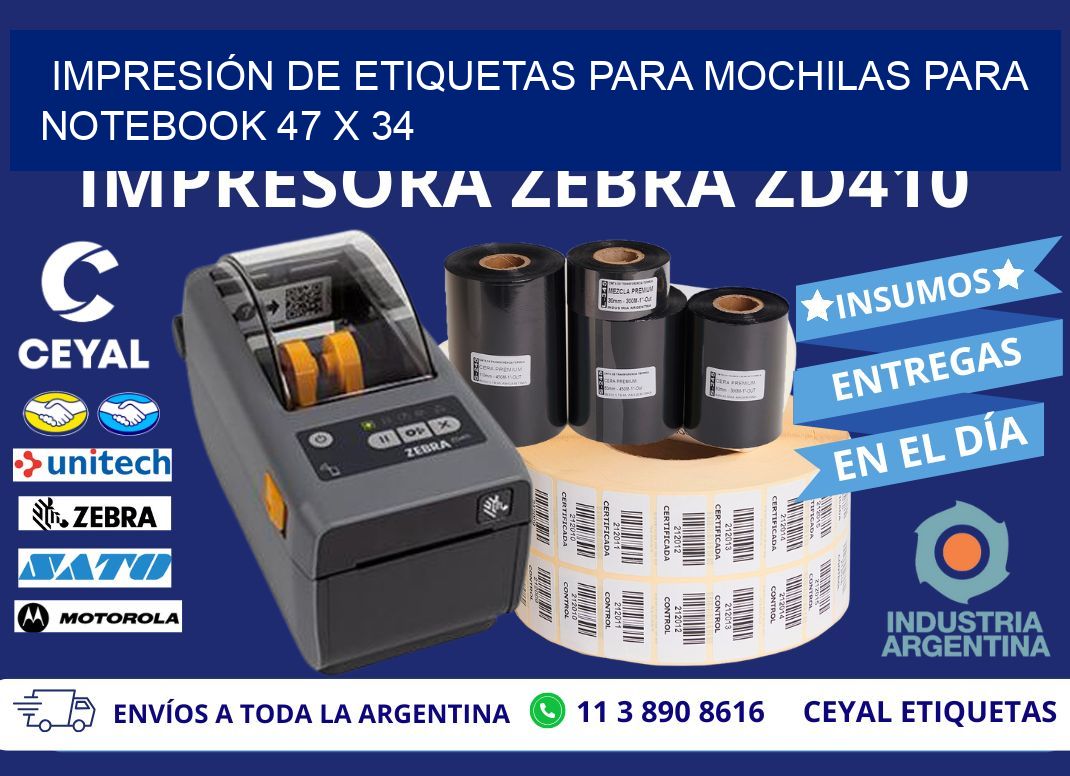 IMPRESIÓN DE ETIQUETAS PARA MOCHILAS PARA NOTEBOOK 47 x 34
