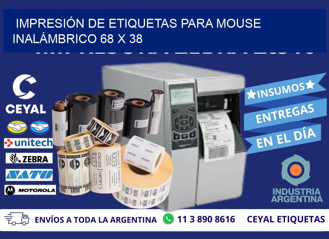 IMPRESIÓN DE ETIQUETAS PARA MOUSE INALÁMBRICO 68 x 38