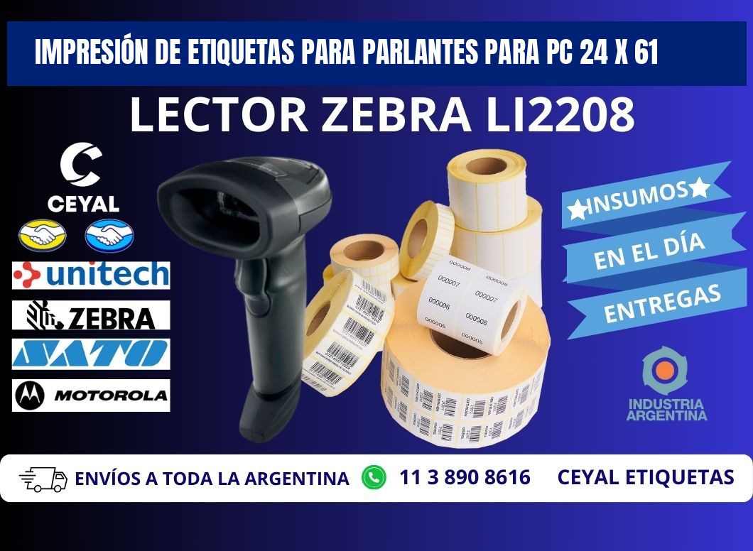 IMPRESIÓN DE ETIQUETAS PARA PARLANTES PARA PC 24 x 61