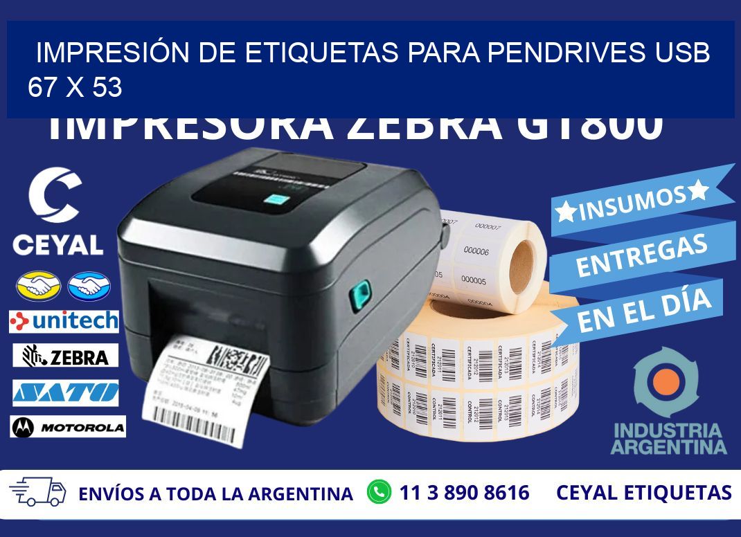 IMPRESIÓN DE ETIQUETAS PARA PENDRIVES USB 67 x 53