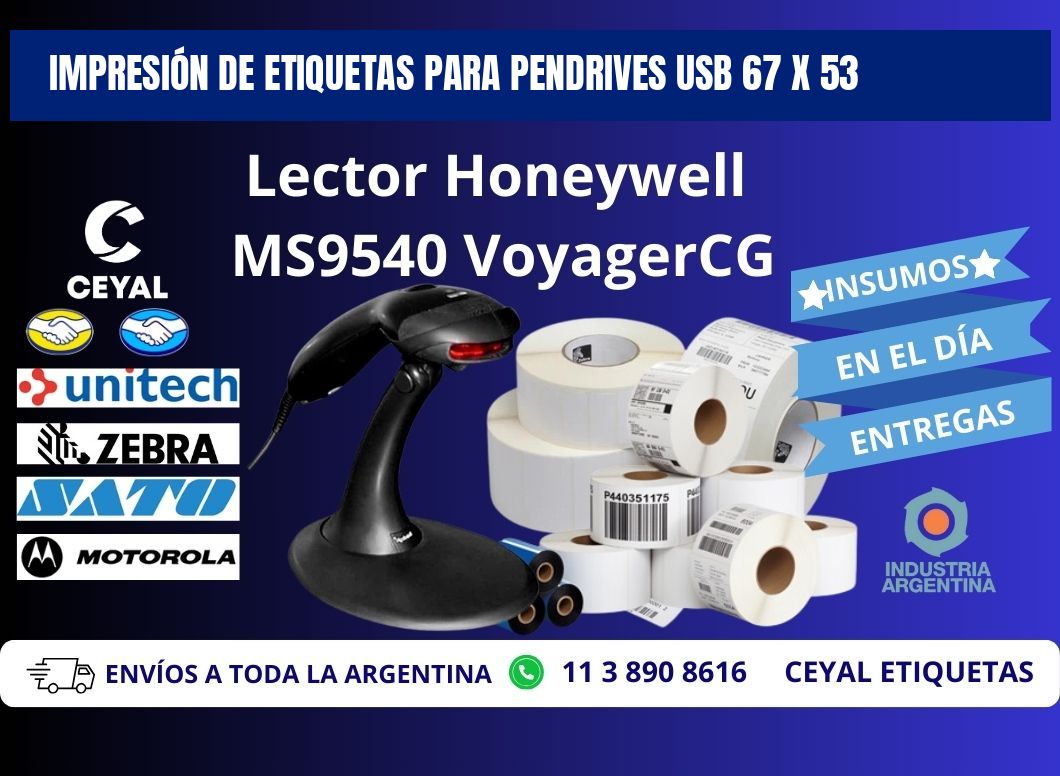 IMPRESIÓN DE ETIQUETAS PARA PENDRIVES USB 67 x 53