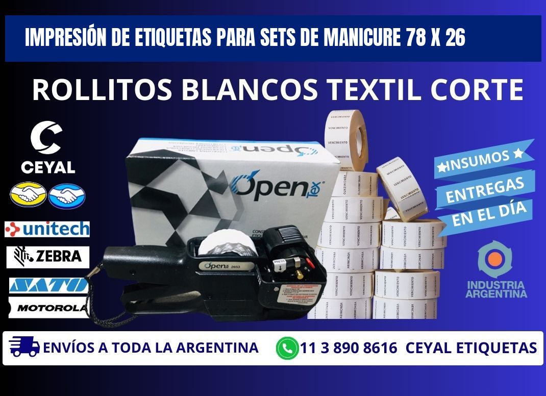 IMPRESIÓN DE ETIQUETAS PARA SETS DE MANICURE 78 x 26