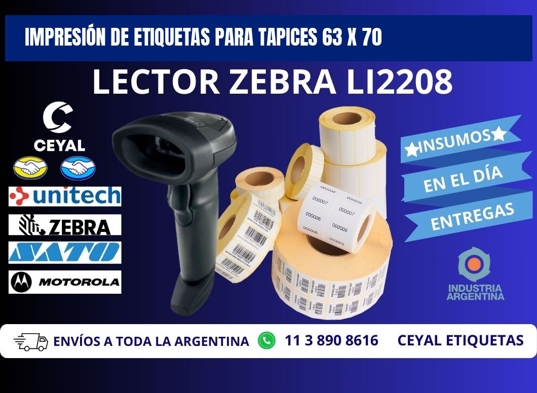 IMPRESIÓN DE ETIQUETAS PARA TAPICES 63 x 70